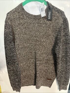 Buffalo David Bitton Men's Brown Marled Crewneck Sweater with Ribbed Trim size M